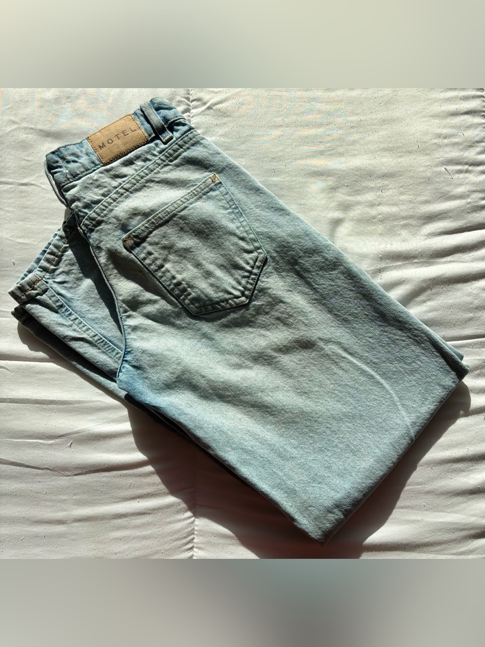 MOTEL Rocks Roomy Wide Leg Low Rise Jeans Light Blue Wash Y2K Baggy W24 L32 - Picture 8 of 13